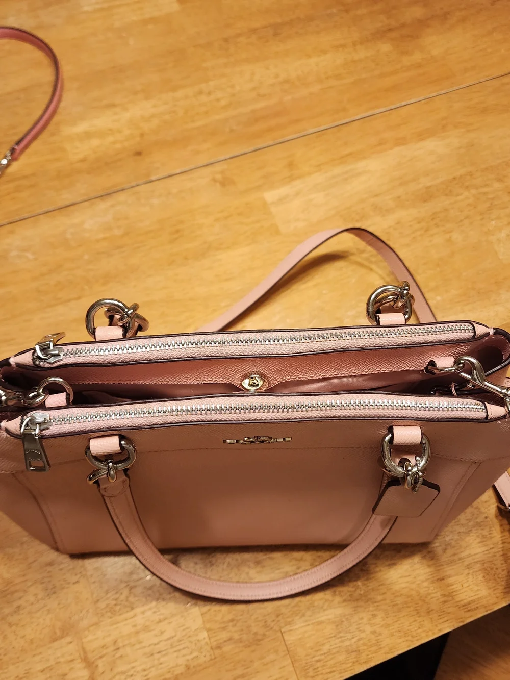 Coach Brooke Carryall Satchel in blush pink crossgrain leather, silver Hardware